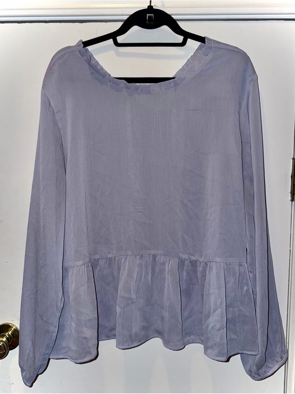 LOFT Light Lavender Peplum Long-Sleeve Blouse
